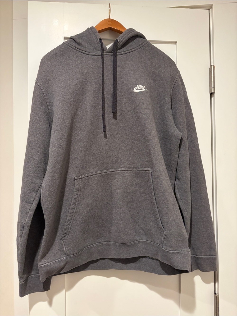 Nike Gray Men's Pullover Hoodie with White Swoosh